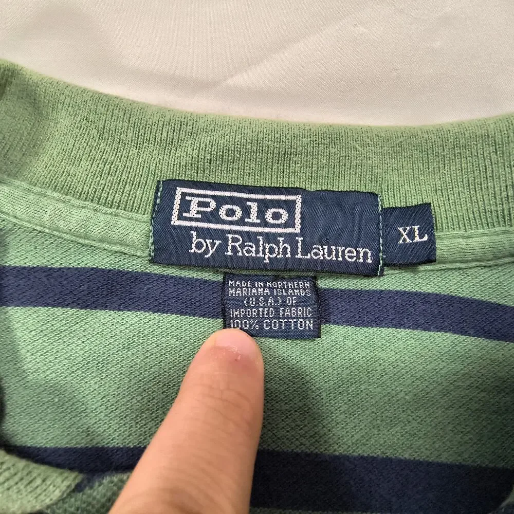 Polo by Ralph Lauren Collared Polo Shirt Mens Size Extra Large XL Green Navy
